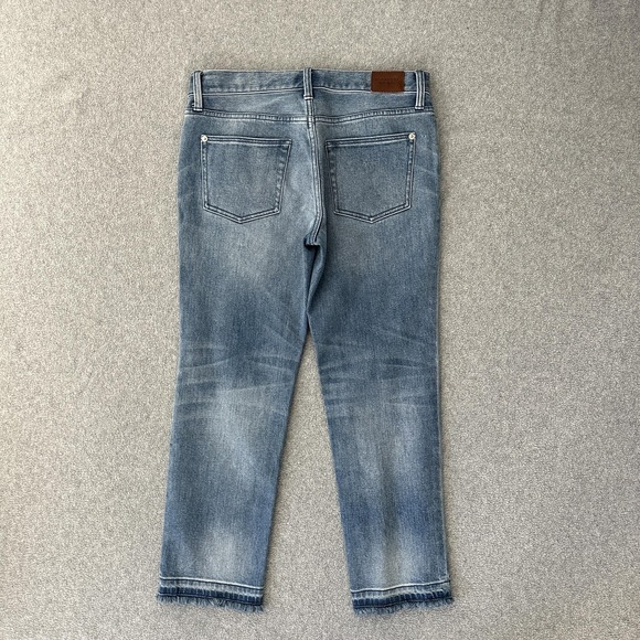 Burberry Jeans Womens 29 Mid Rise Slim Crop Blue Wash Frayed Hem Stretch Denim - Picture 3 of 9